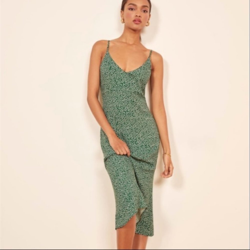 Reformation Alexandra Midi Dress in Wyoming Green Floral Size US 0